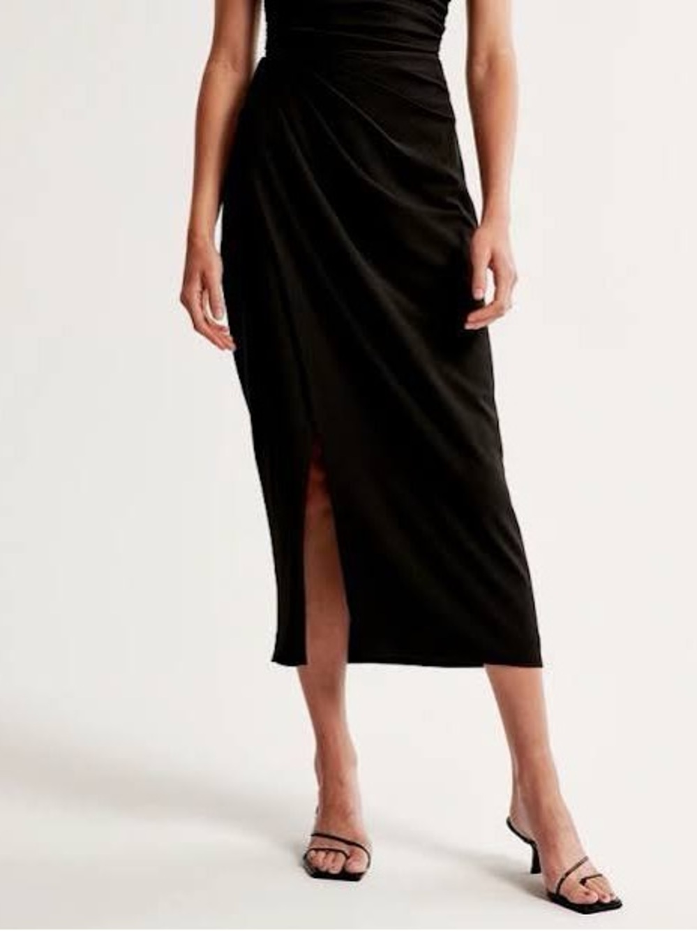 Abercrombie & Fitch Crepe Draped Side-Slit Midi Skirt SP